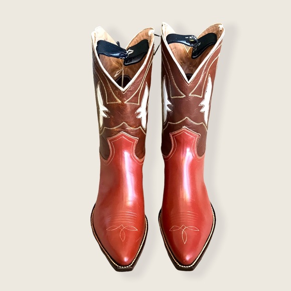 RARE 1950'S Frye Rancher Red/Brown Leather Cowboy Vintage Calf-High Boots - Picture 3 of 16